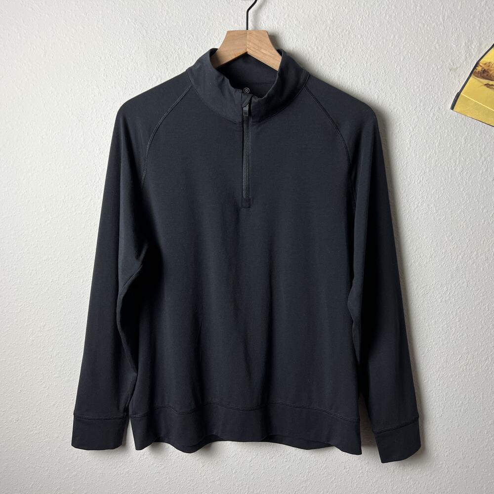 G/Fore Luxe Soft State Mid Layer Tech Jersey Quarter Zip Pullover M Onyx Black